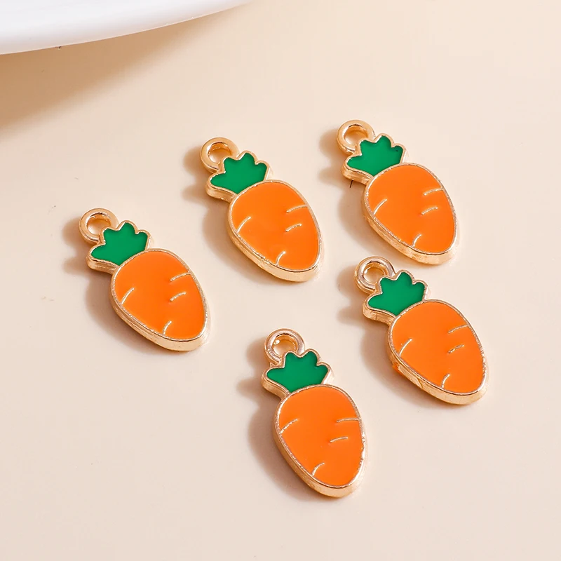 10pcs 7*15mm Creative Enamel Mini Carrot Charms for Earrings Pendants Necklaces Making Handmade Craft DIY Jewelry Accessories