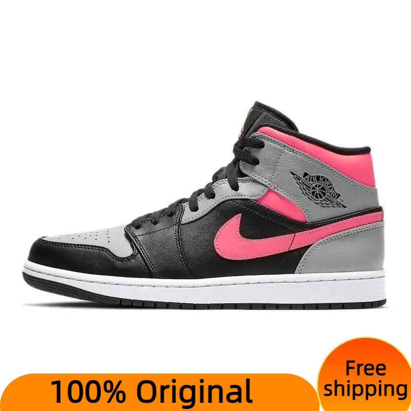 Nike Jordan 1 Mid Pink Shadow Sneakers shoes 554724-059 With Original Box