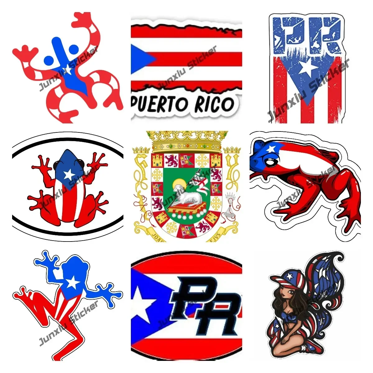 Personality Puerto Rican Rana Tree Frog Vinyl Sticker Puerto Rican PR Flag Emblem Stickers for Camper Bumper Truck Car Motor