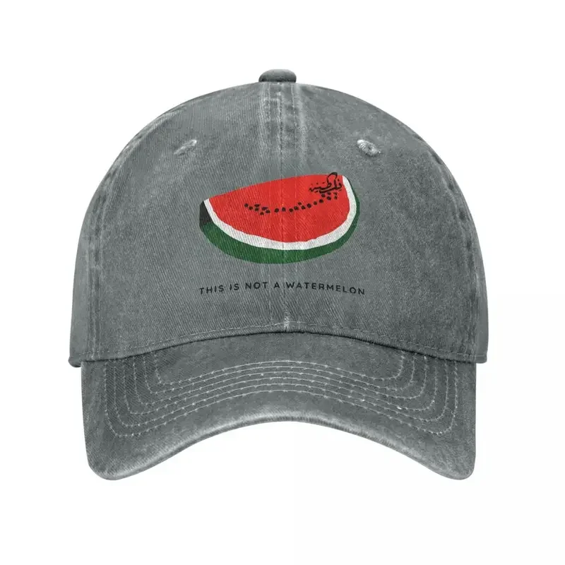 This Is Not A Watermelon Trucker Hats Outfit Fashion Distressed Denim Parody Watermelon Snapback Cap For Unisex Style Adjustable