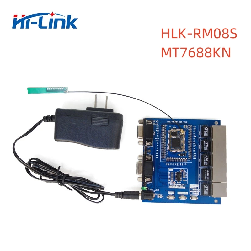 HLK-RM08S 라우터 모듈 와이파이 모듈 키트 칩셋, 무선 직렬 이더넷 직렬 포트, UART 스마트 홈 자동화 모듈, MT7688KN 
