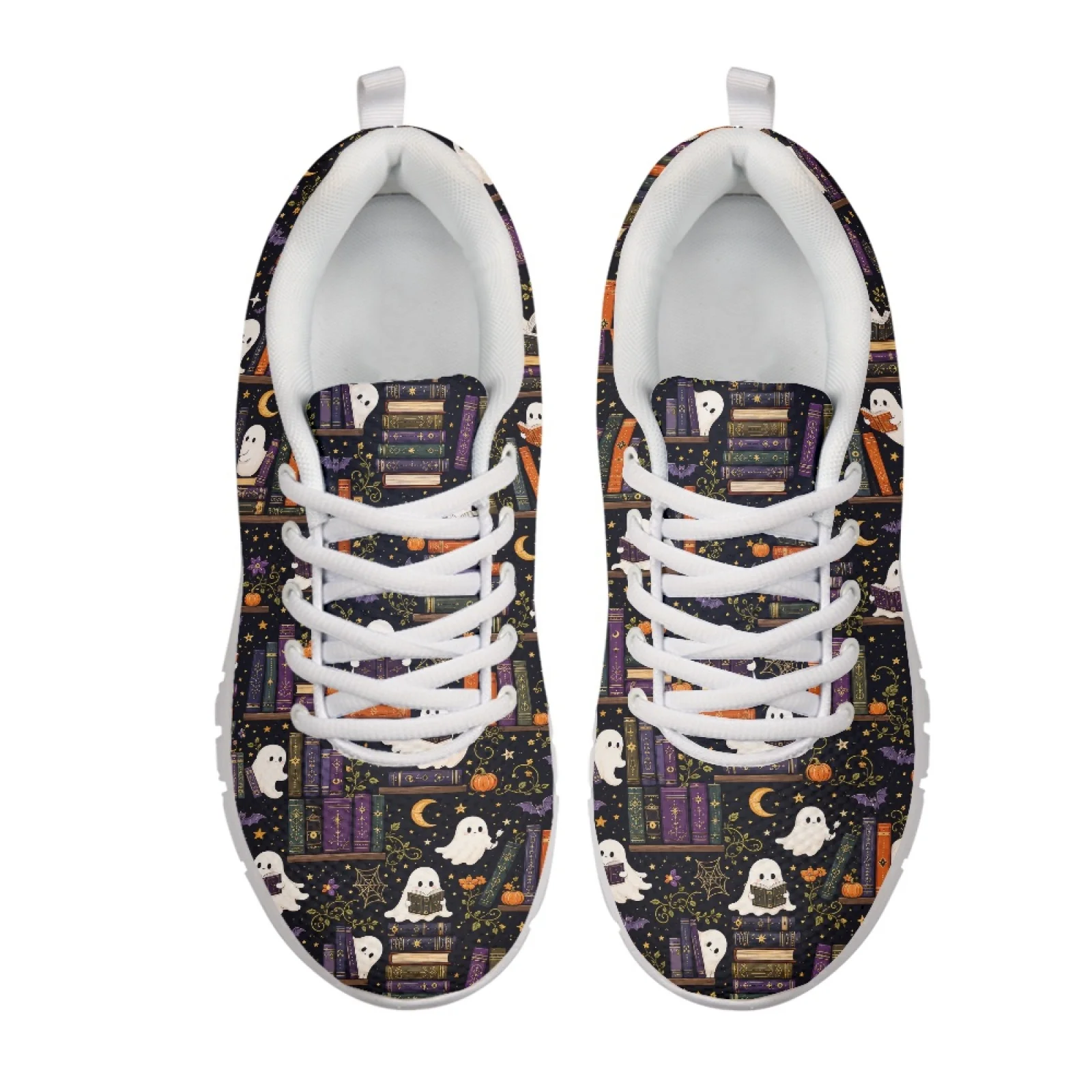 Coloranimal Halloween Ghost Reading Books 2026 New Mens Running Shoe Lace up Athletic Trainers, Shock Absorbing Sport Shoes