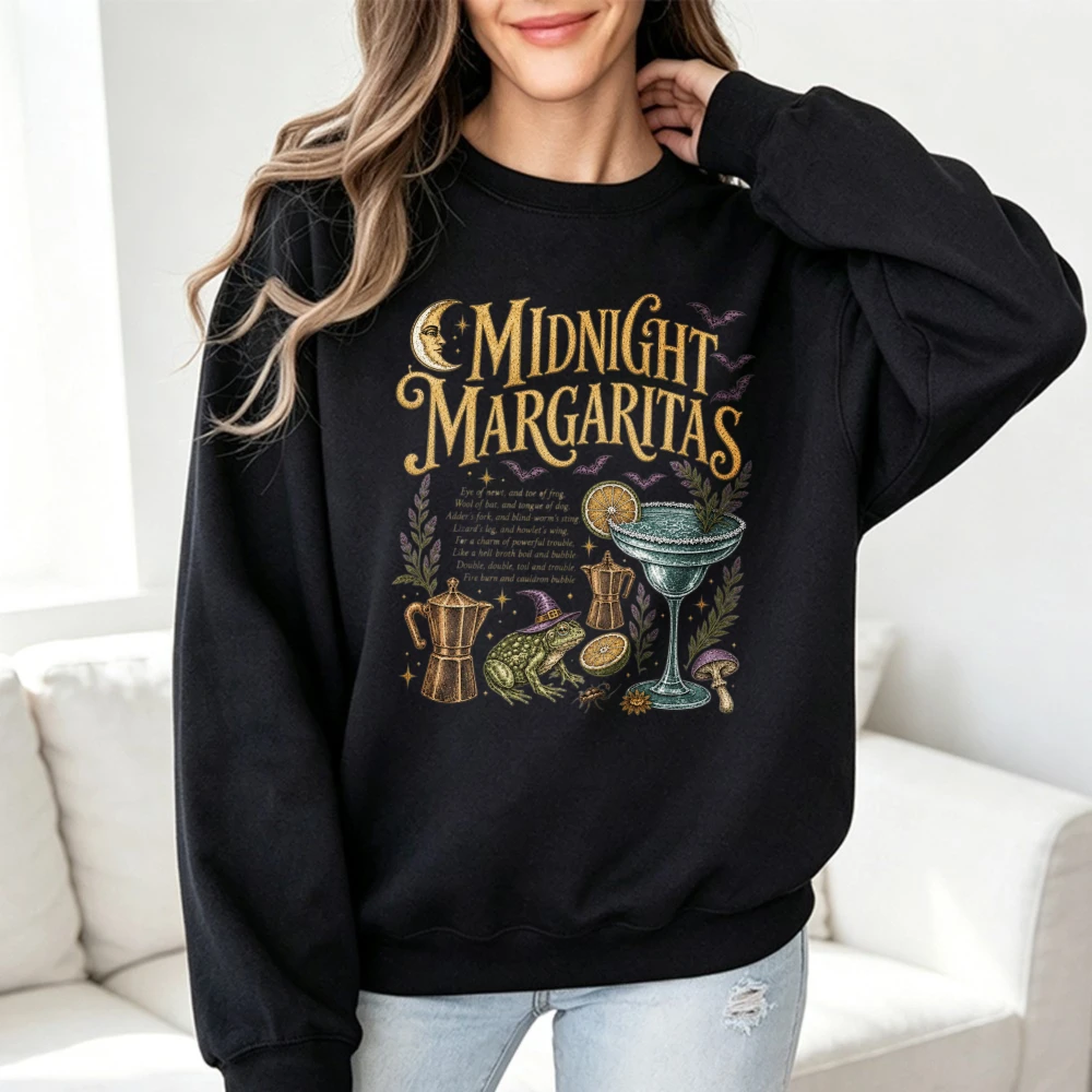 Vintage Midnight Margaritas Pullovers Practical Magic Crewneck Retro Halloween Movie Pullover Spooky Season Gift Witchy Hoodies