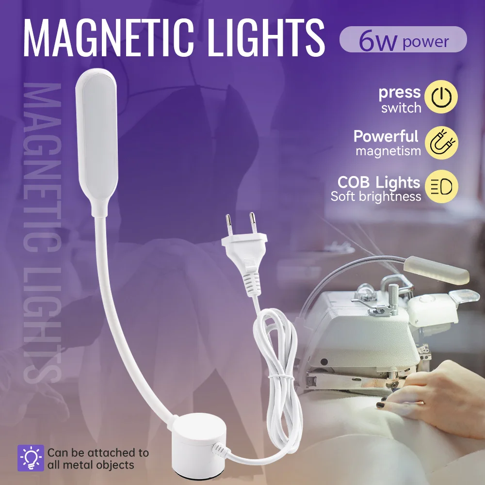 30LED Magnetic Sewing Machine Lamp ABS Metal Touch Dimmable360Flexible Gooseneck Work Light For Industrial Tailor Garment Sewing