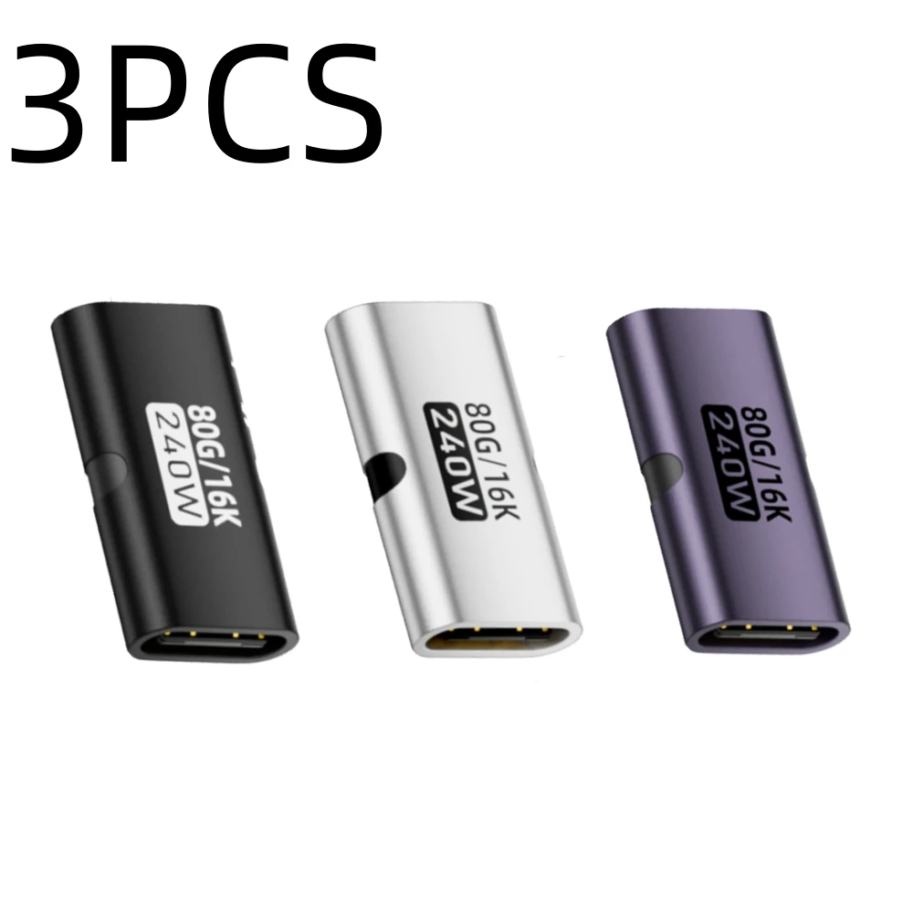 USB4 Compatible PD3.1 240W Type C Female to C Adapter 80Gbps 16K 60Hz Converter for Laptop Tablet Monitor