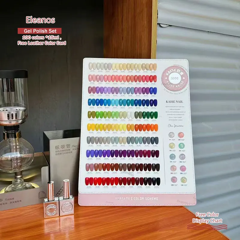 Eleanos-Juego de esmalte de Gel de 100 colores, Gel de remojo libre de TPO con tabla de colores, 15ml, Kit de barnices DIY para manicura de alta calidad, Gel artístico
