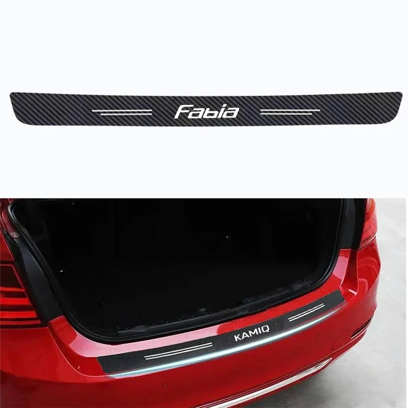 Autocollant de protection de coffre de voiture en Fiber de carbone, bandes de protection en carbone pour Skoda CITIGO FABIA KAMIQ KAROQ KODIAQ Octavia Yeti