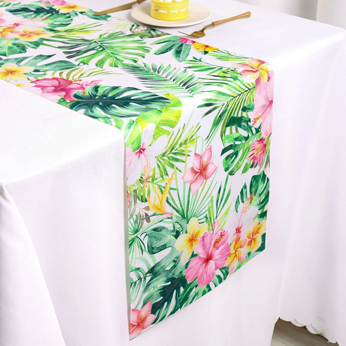 Hawaiianische Partydekoration, Palmenblätter, Einweg-Tischdecke, Tischüberzug, tropische Sommer- und Strandartikel, Luau-Geburtstagsparty-Dekoration – Detail 10