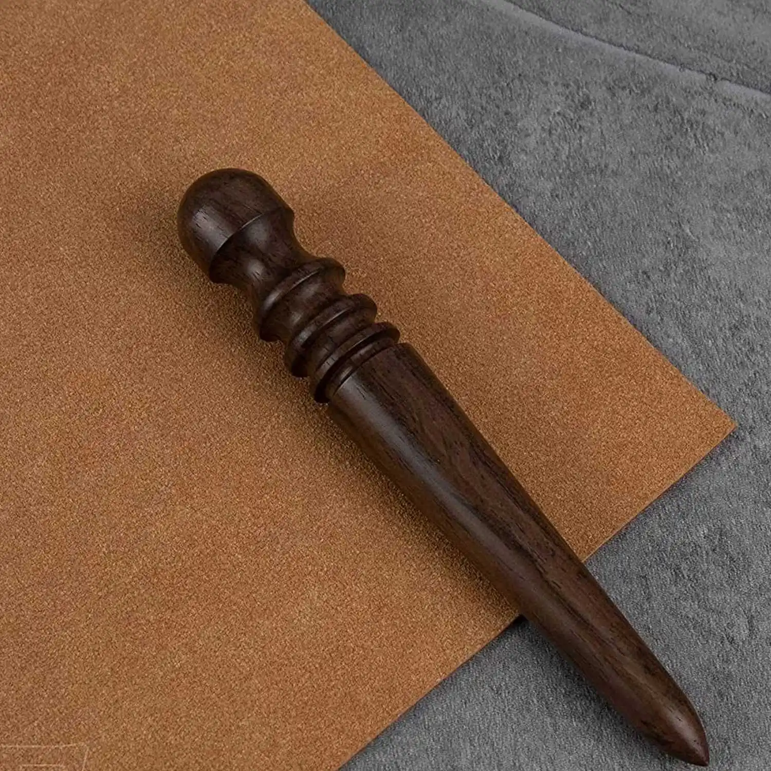 Ferramenta De Burnisher De Couro, Madeira De Ébano, Borda De Couro, Adesivo De Madeira Cônico, Ferramentas De Moagem Polidas Com 4 Sulcos