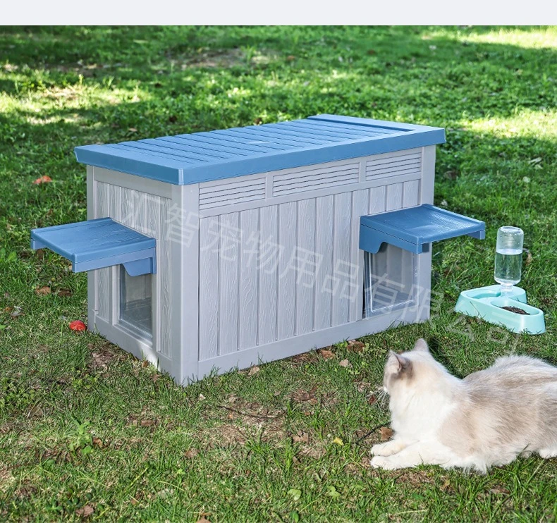 Waterproof Cat House, Durable Multi-Level Cage, Large Space Outdoor Shelter, Insulated Pet Home, Tray Included