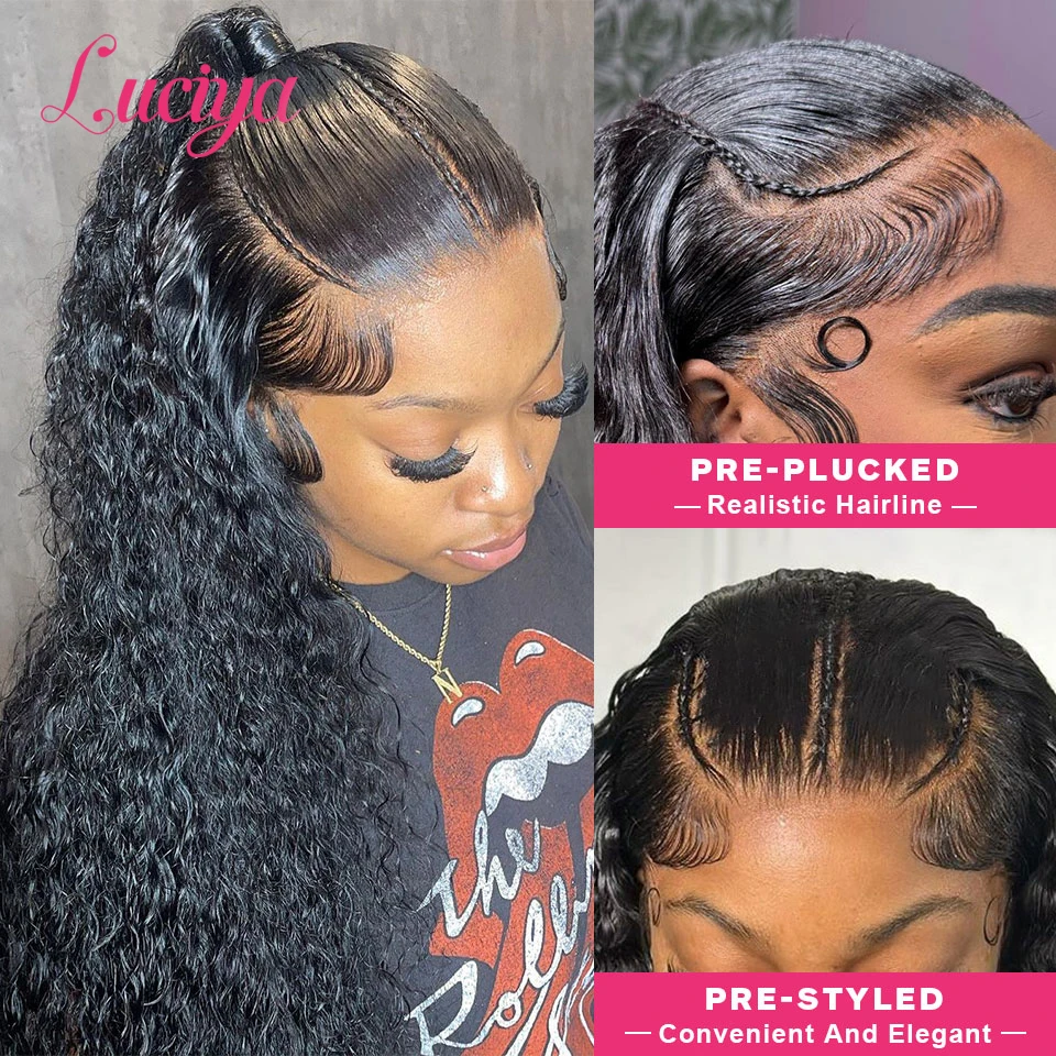 Deep Wave Pre Styled 3 Part Pre Braided Wigs HD Lace Frontal Wig Pre Everything Lace Front Glueless Wig Human Hair Ready To Go