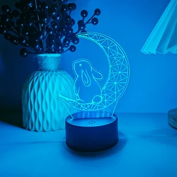 Custom Personalized 3d Night Light Hot Cute Rabbit Acrylic LED Night Light For Baby's Bedroom