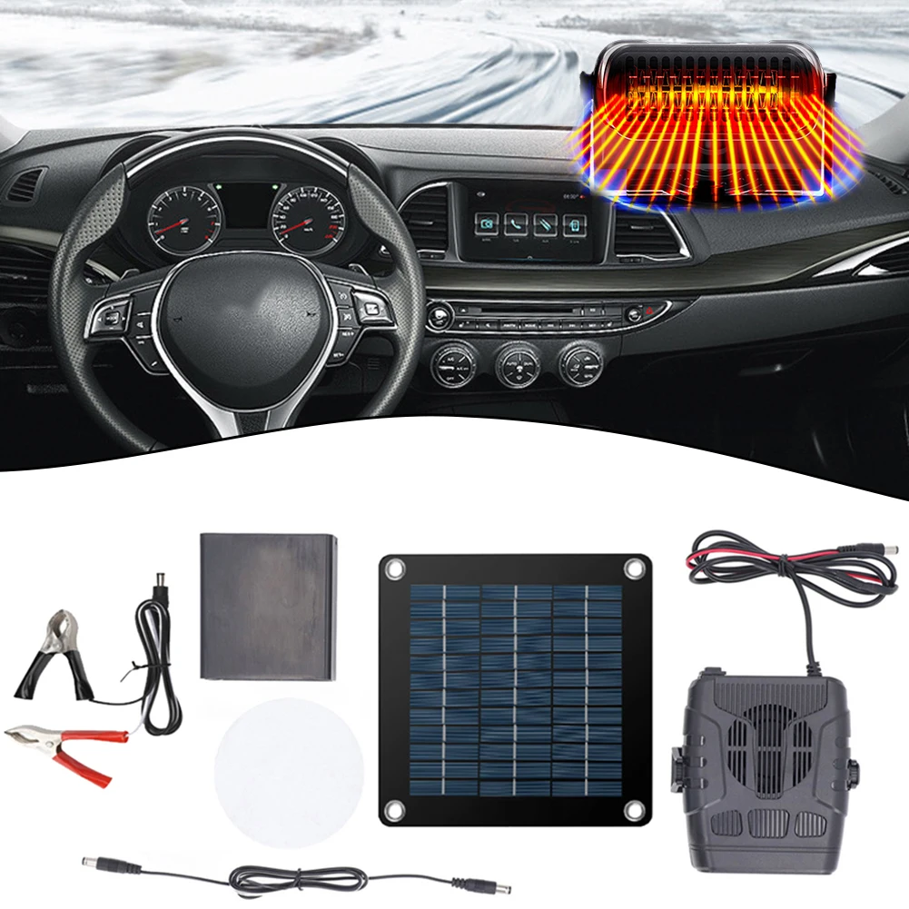 Battery Powered Solar Heater Portable Heater Battery Compartment Black Defroster Kits Monocrystalline Silicon Weather Resistant