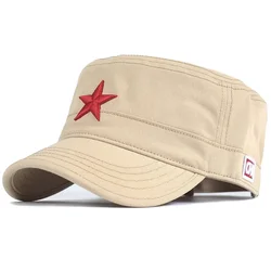 Spring Hat Men 3D Pentagram Embroidery Dad Cap Red Star Baseball Flat Hat Cotton Dailywear Visor Outdoor Sun Cap