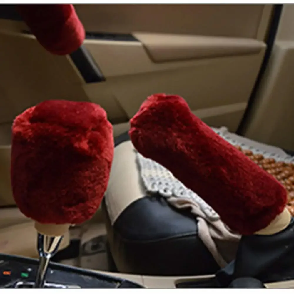 Picture 5: Winter Warm Furry Handbrake Gear Shift Steering Wheel Cover 38cm*38cm 1 Set Include Handbrake Gear Shift & Steering Wheel Cover