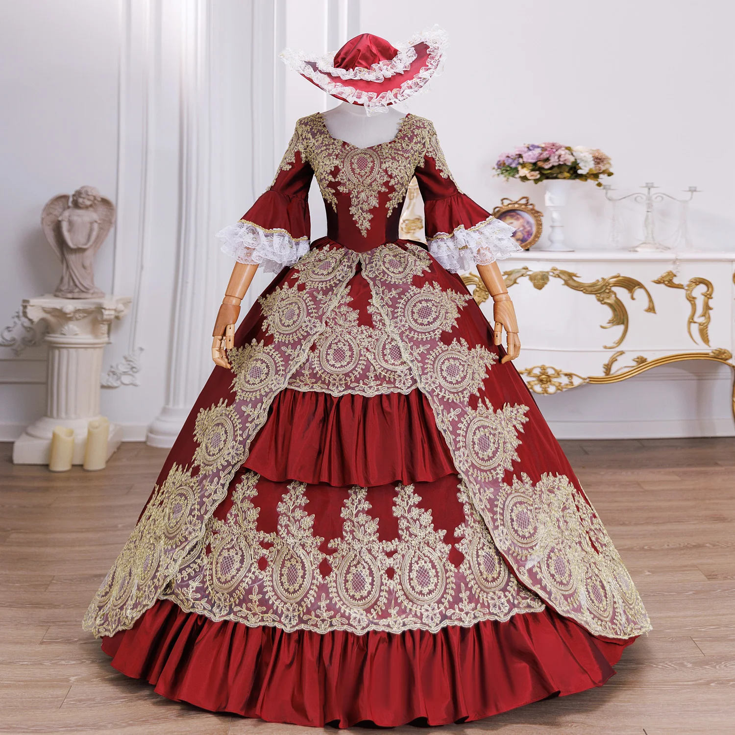

Georgian Wedding Lace Up Dress Marie Antoinette Ball Gown Adult Victorian Party Dress for women