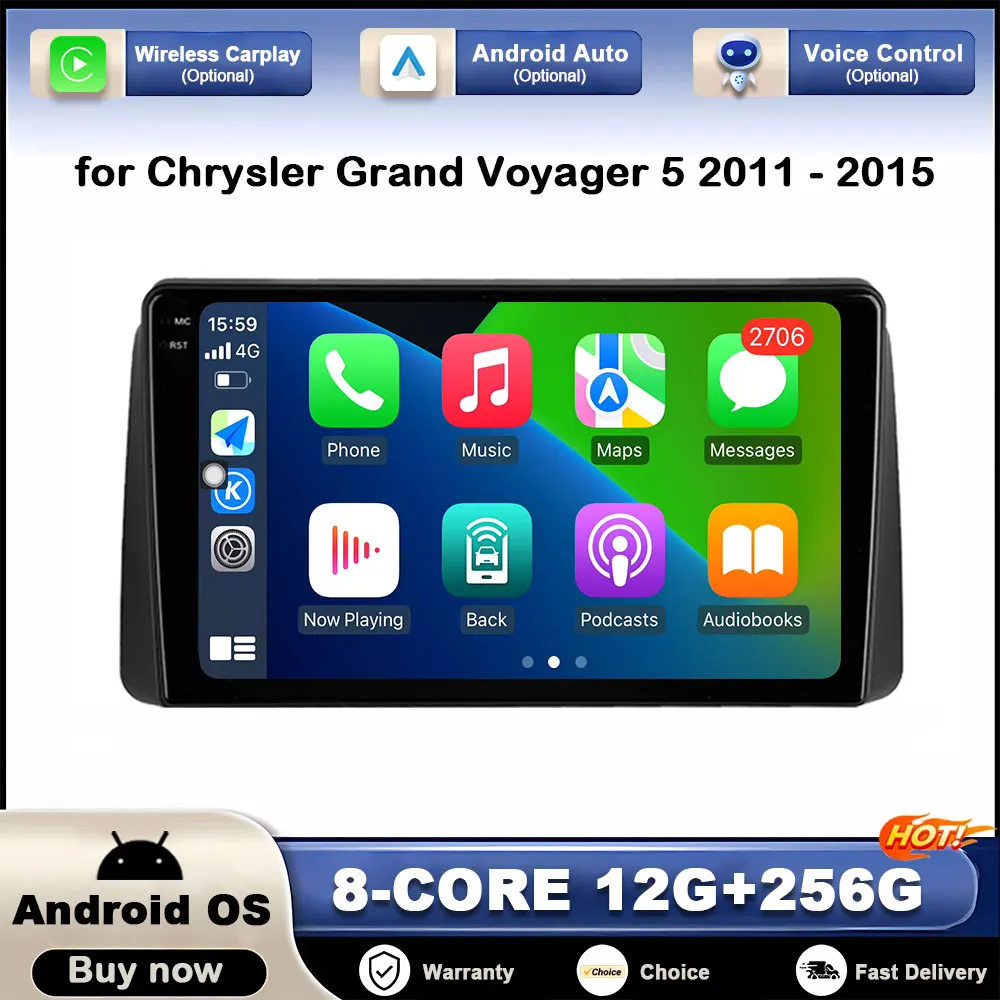 

for Chrysler Grand Voyager 5 2011 - 2015 GPS Navigation Car Video Player Android OS DSP Stereo Autoradio Wifi Carplay NO 2 Din