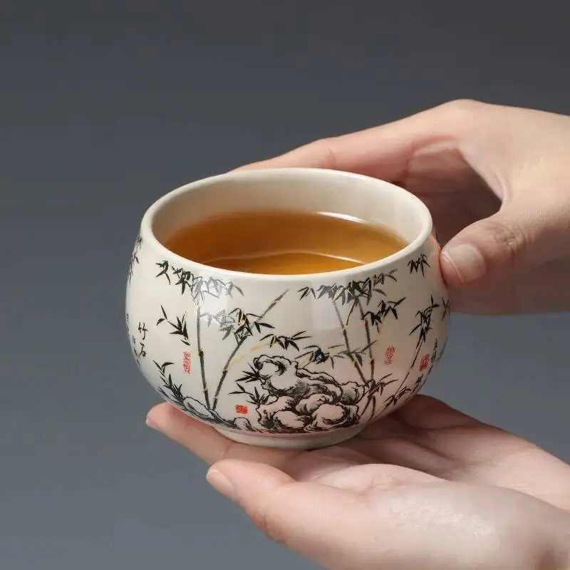 Black Bamboo Copper Coin Master Cup Kung Fu Tea Cup Home Use Reception Cup High Aesthetic Single Cup