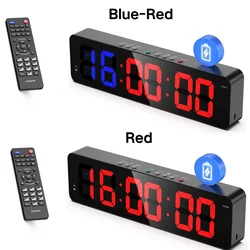 Remote Gym Timer 13''x 3.5'' Ultra-Clear Interval Time Timers with LED Countdown/Up Wall Clock Power Fitness Timer Stopwatch