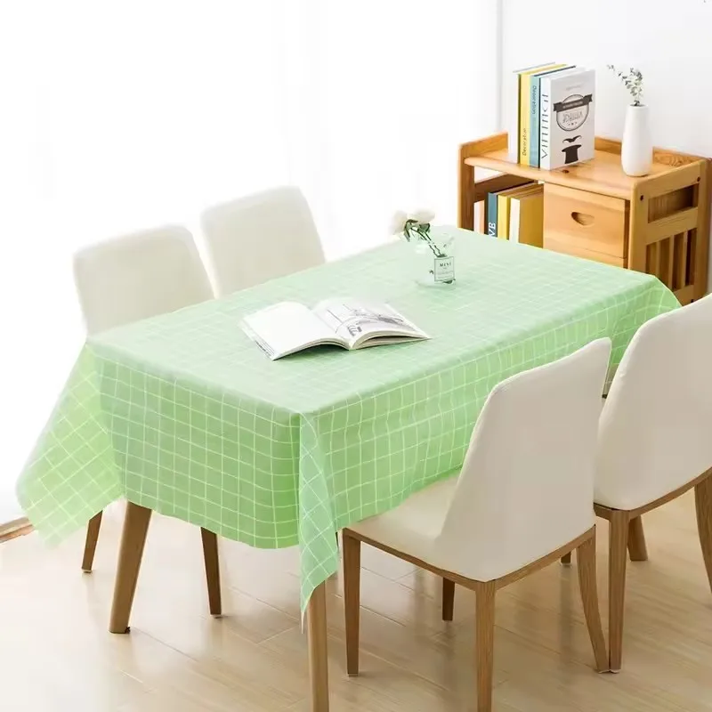 Tablecloth Plastic PEVA Table Cloth Thick Rectangula Grid Printed Waterproof Oilproof Home Kitchen Dining Table Colth Cover Mat