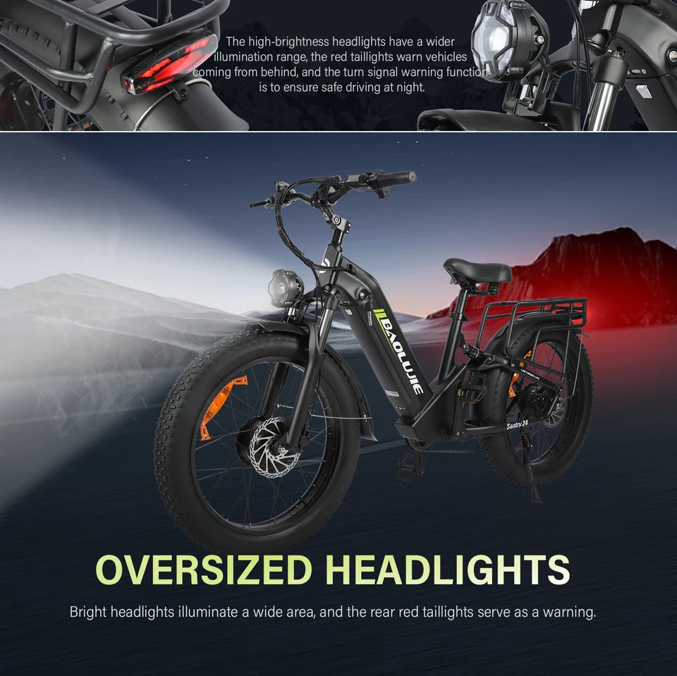 BAOLUJIE 2402 2000W 48V 20AH Off-road Mountain for Woman Ebike 24 Inch Fat Tire 35MPH Electric Bike for Adults【1 Year Warranty】 image 8