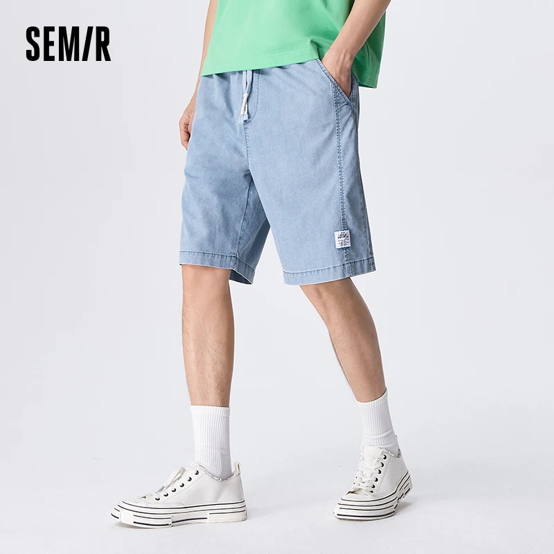 Semir Men Denim Pants Summer Essential Loose Straight-Leg Fit Adjustable Drawstring Simple And Versatile Design Jeans