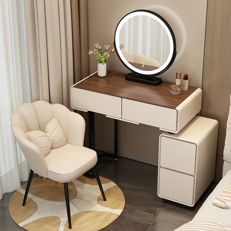 البني الأوروبي خلع الملابس الجدول تخزين الإضاءة الملابس مرآة خلع الملابس الحديثة أوروبا البريد ماكياج الأثاث غرفة نوم