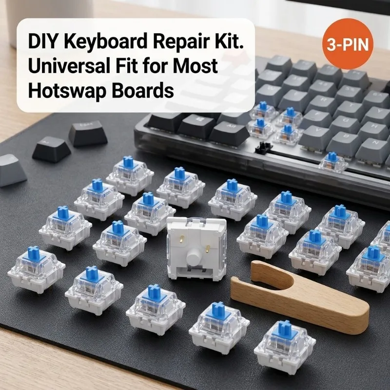 100 peças de interruptores mecânicos para teclado, peças de keycap com botão de clique para impressão 3D DIY, peças lumi