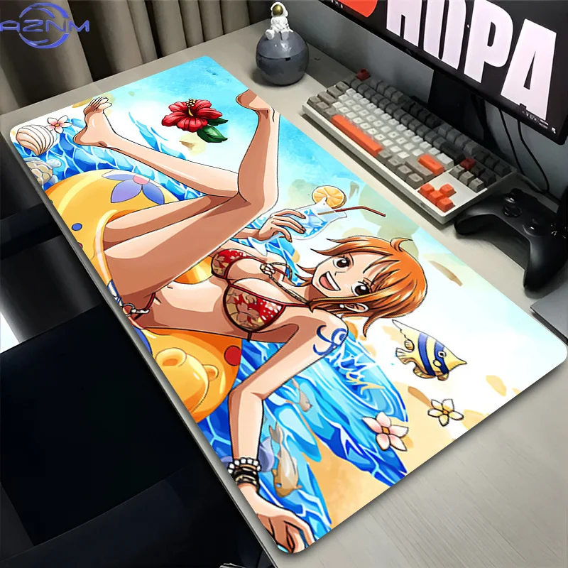 Office Mouse pads one piece Nami kawaii Computer Desk Mat Large Gamer Keyboard Pad Anime Carpet Locking Edge Gaming MousePads