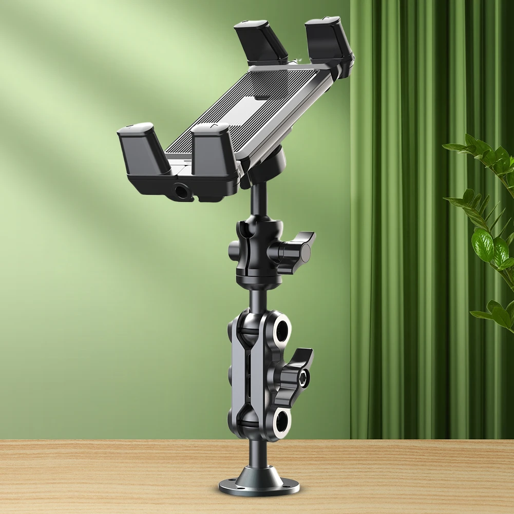 

Heavy Duty Tablet Holder Rust Proof Aluminum Drill Base Phone Rack 360 Degree Rotable Car Dashboard Phone Mount for Home Office