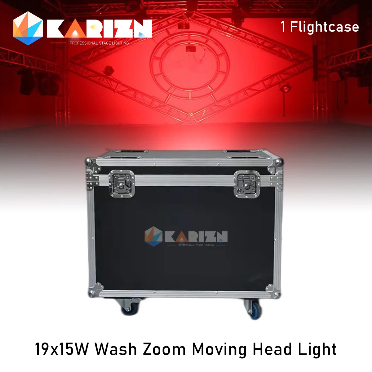 Flycase لضوء led 19x15w شعاع rgbw غسول القيرنة ، شريط حفلات ديسكو تأثير مسرح الرقص ، جزء واحد