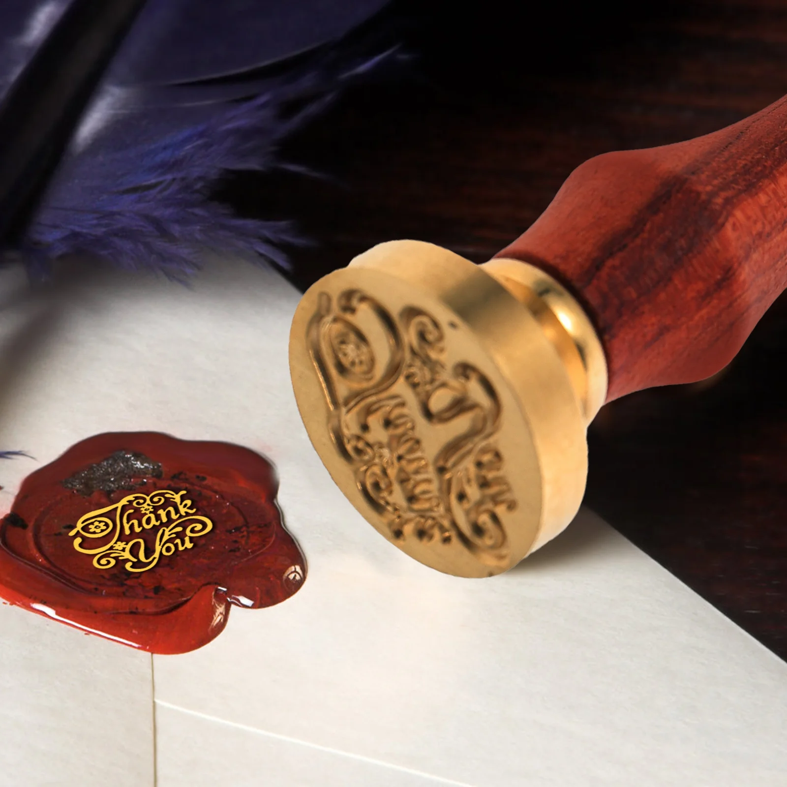 

Copper Head Sealing Wax Wooden Handle Diy Decorative Seal For Envelope Scrapbook Gift Packaging Retro Style