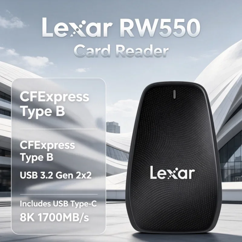 Lexar RW550 USB 3.2 Gen 2x2 CFexpress Type B Reader USB Type-C 8K 20Gbps CFexpress Card Reader for Camera Data Transfer