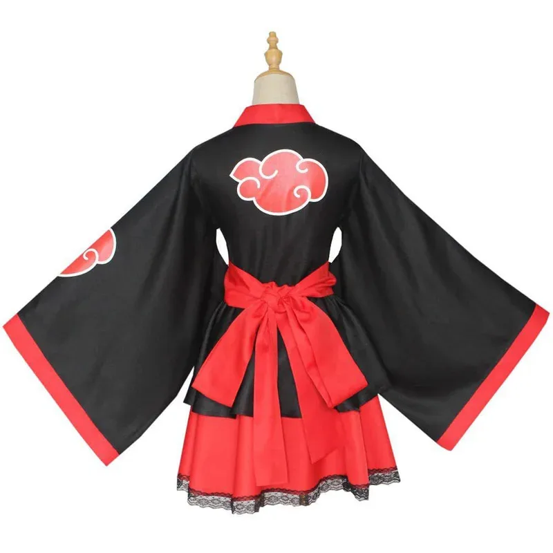 Hemixush Anime Uchiha Itachi Cos Akatsuki Cosplay Costume Party Uniform Full Set Female Suit Kawaii Kimono