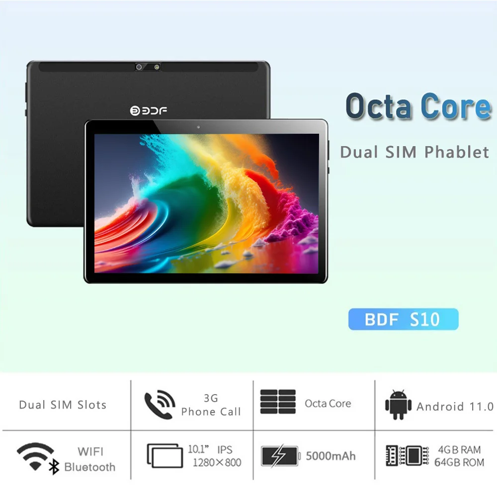 BDF Vendite Calde Nuovo Tablet da 10.1 Pollici Octa Core 4GB di RAM 64GB ROM Doppie Schede SIM 3G Telefonata WiFi Bluetooth Google Play Tablet Pc