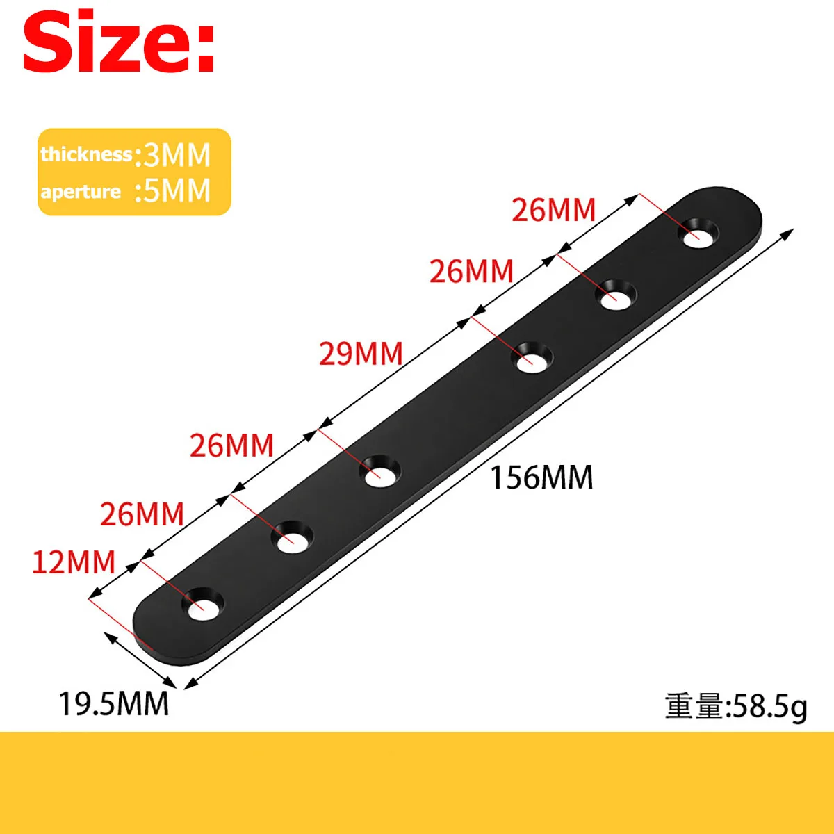 4Pcs Black Flat Straight Braces Stainless Steel Straight Brackets Screws Metal Mending Plate for Wood Heavy Duty Repair Joining