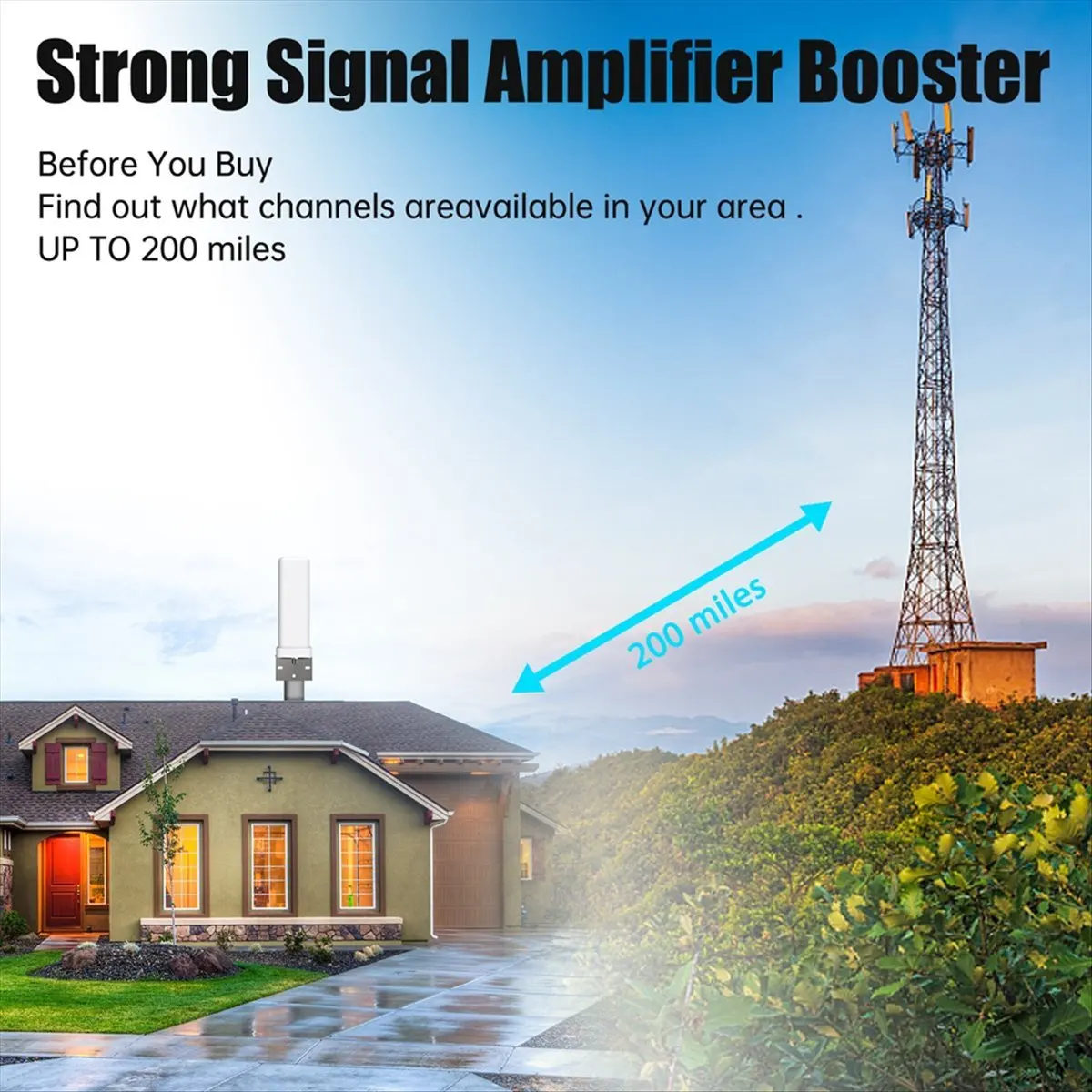 A10I 4K Digital TV Antenna 35dBi Outdoor Free HDTV Channel 6000 Miles Long Range Signal Amplifier for ATSC/DVB-T/DMB-T/ISDB-T
