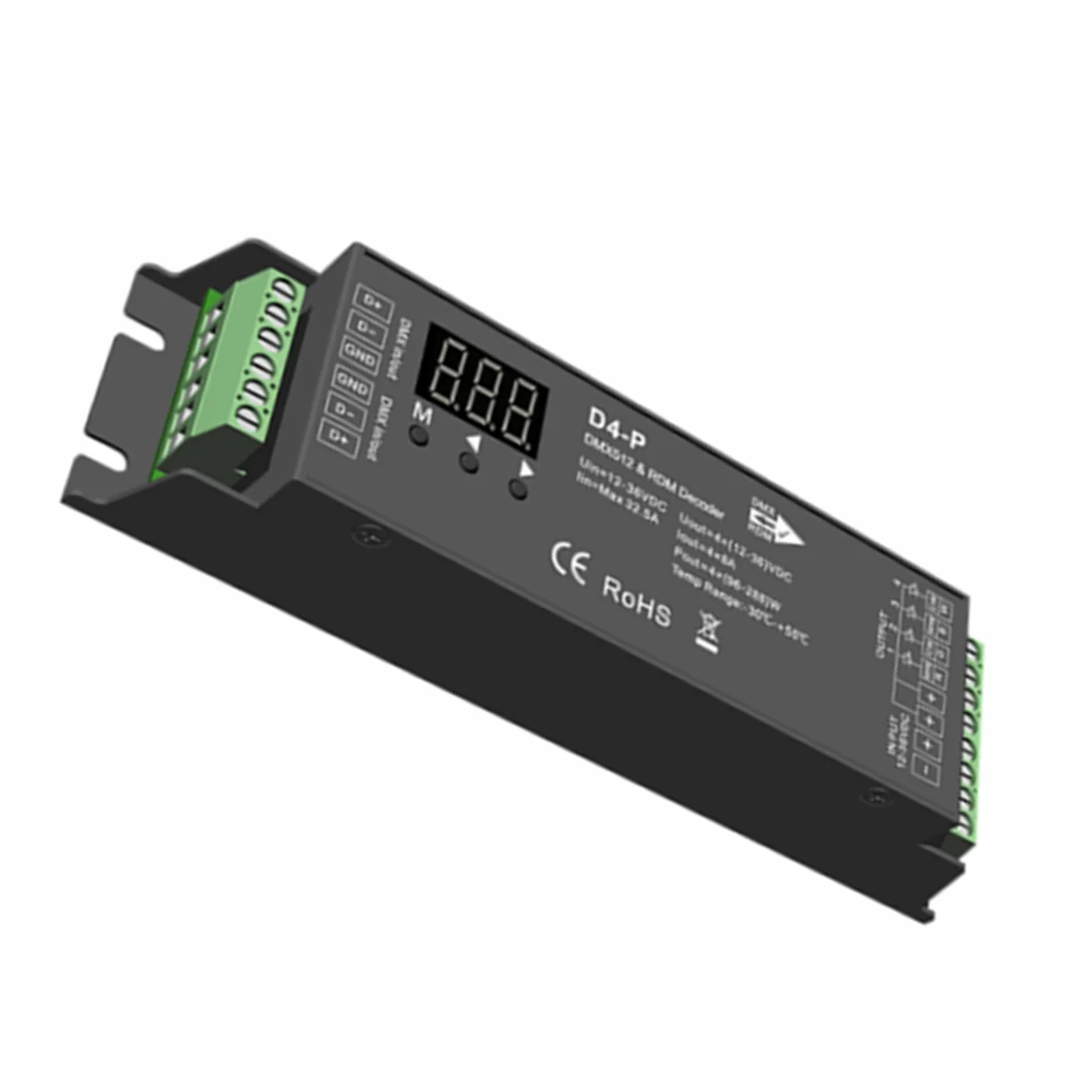 【CLEARANCE】4X D4-P 4 Channel PWM Constant Voltage DMX &RDM LED Decoder Controller Digital Display XLR3 RJ45 Port DC12-36V