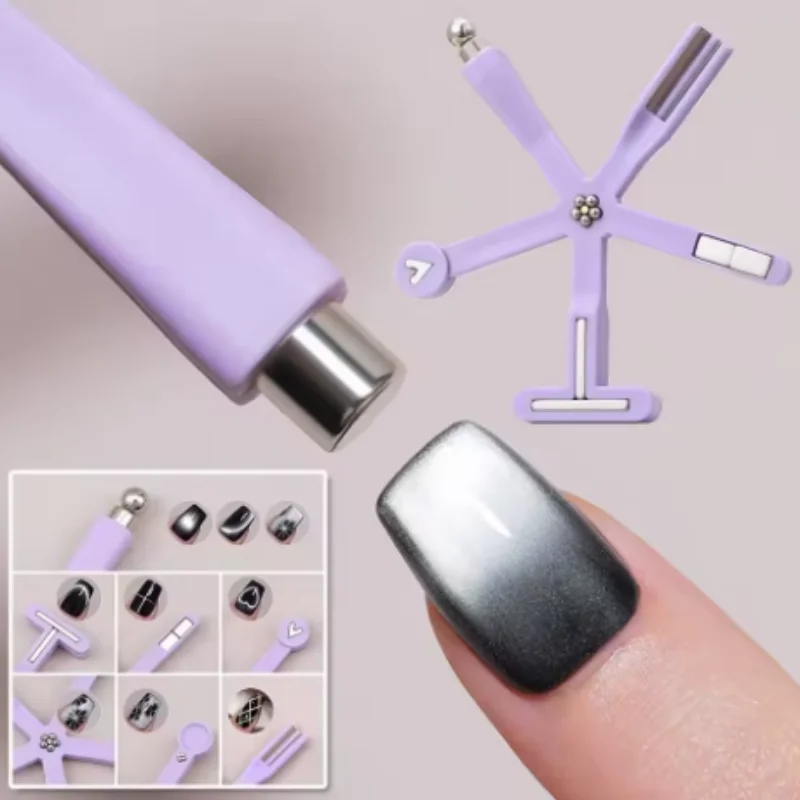 Varita Magnética 8 en 1 para Uñas Efecto Ojo de Gato, Imán Cilíndrico para Esmalte de Gel UV, Efecto Brillante, Herramienta de Diseño de Manicura