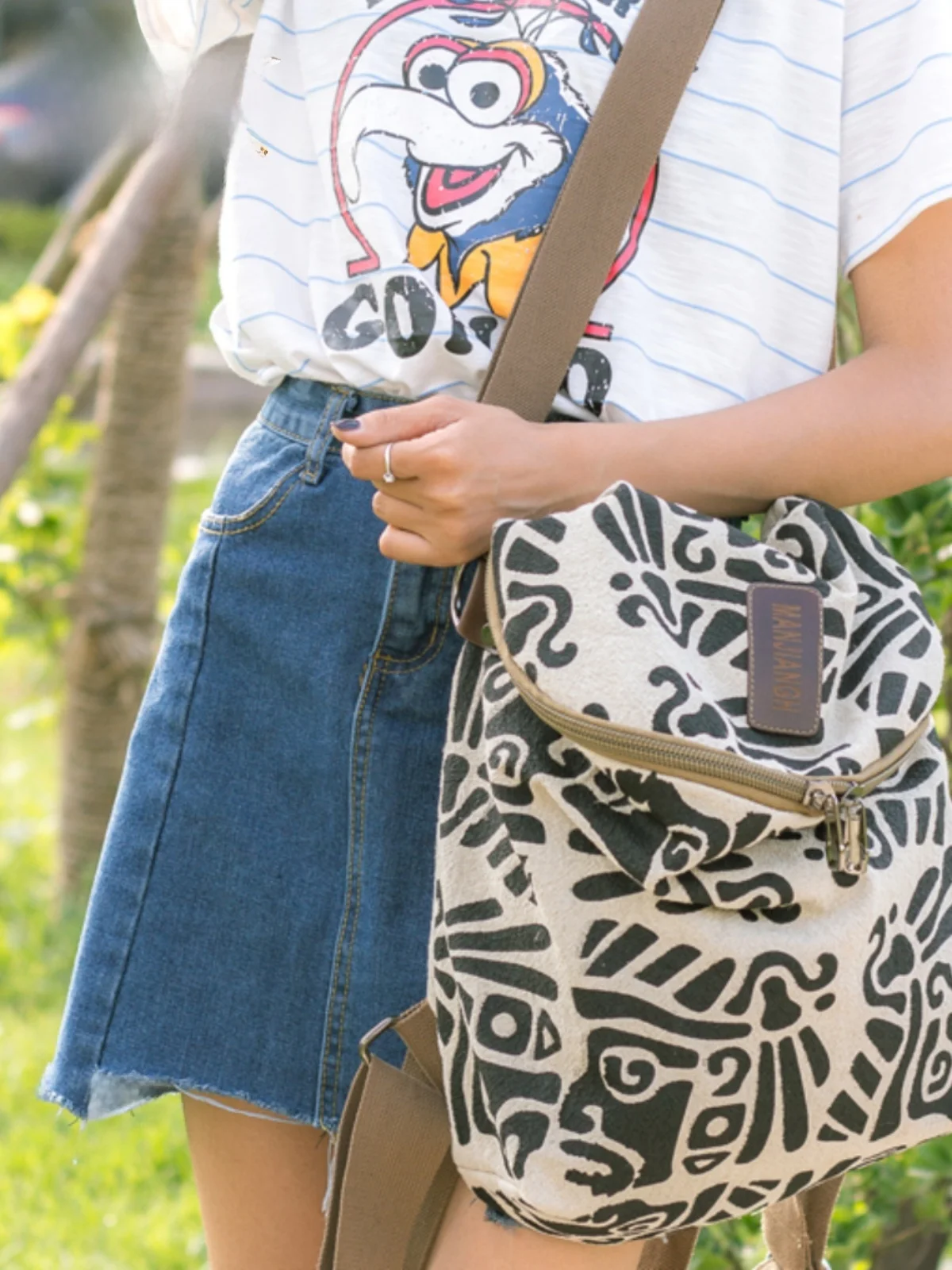 Tas Travel Kasual Bapa Kanvas Sederhana Warna Pink, Lipat, Katun Linen, Ukuran Kecil, Artistik, Motif Geometris