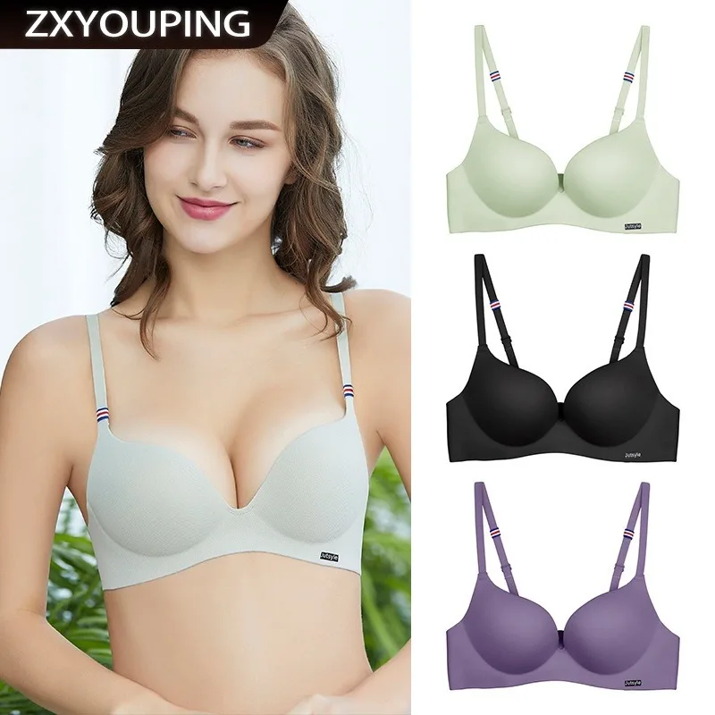 

ZXYOUPING Ice Silk Seamless Bra for Women，Comfort Wireless Push Up Bra， Gather Sexy Underwear for Women Simple Lingerie Brassie