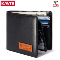 Men Airtag Holder Wallet Genuine Leather RFID Blocking Cards Holder Wallets Minimalist Male Front Pocket with ID Window