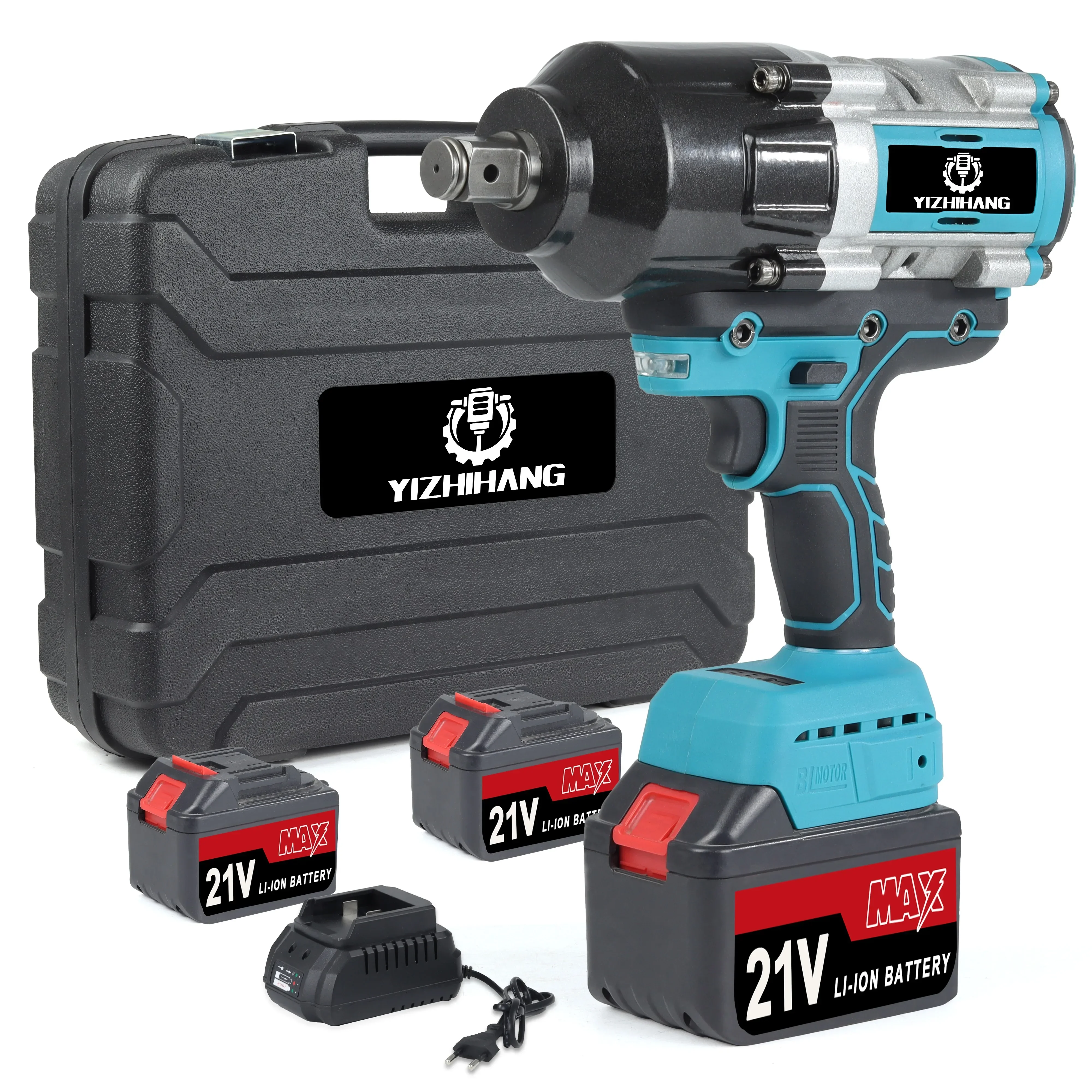 1800N.M Torque Brushless Electric Impact Wrench with 21V Lithium Battery 1/2\