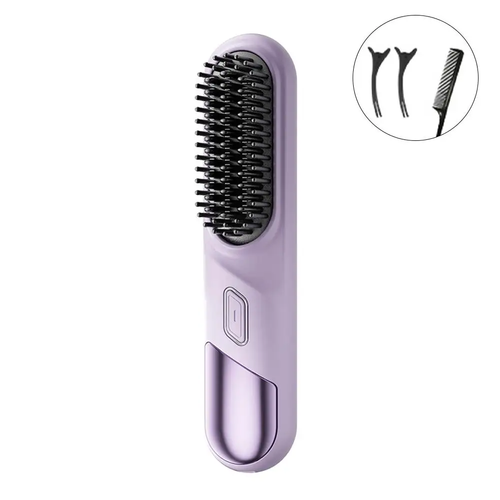 Portable Wireless Hair Straightener Brush Fast Heated Straightener Ceramic Curler Anti-scalding Hair Multifunctional Comb B Q2G6