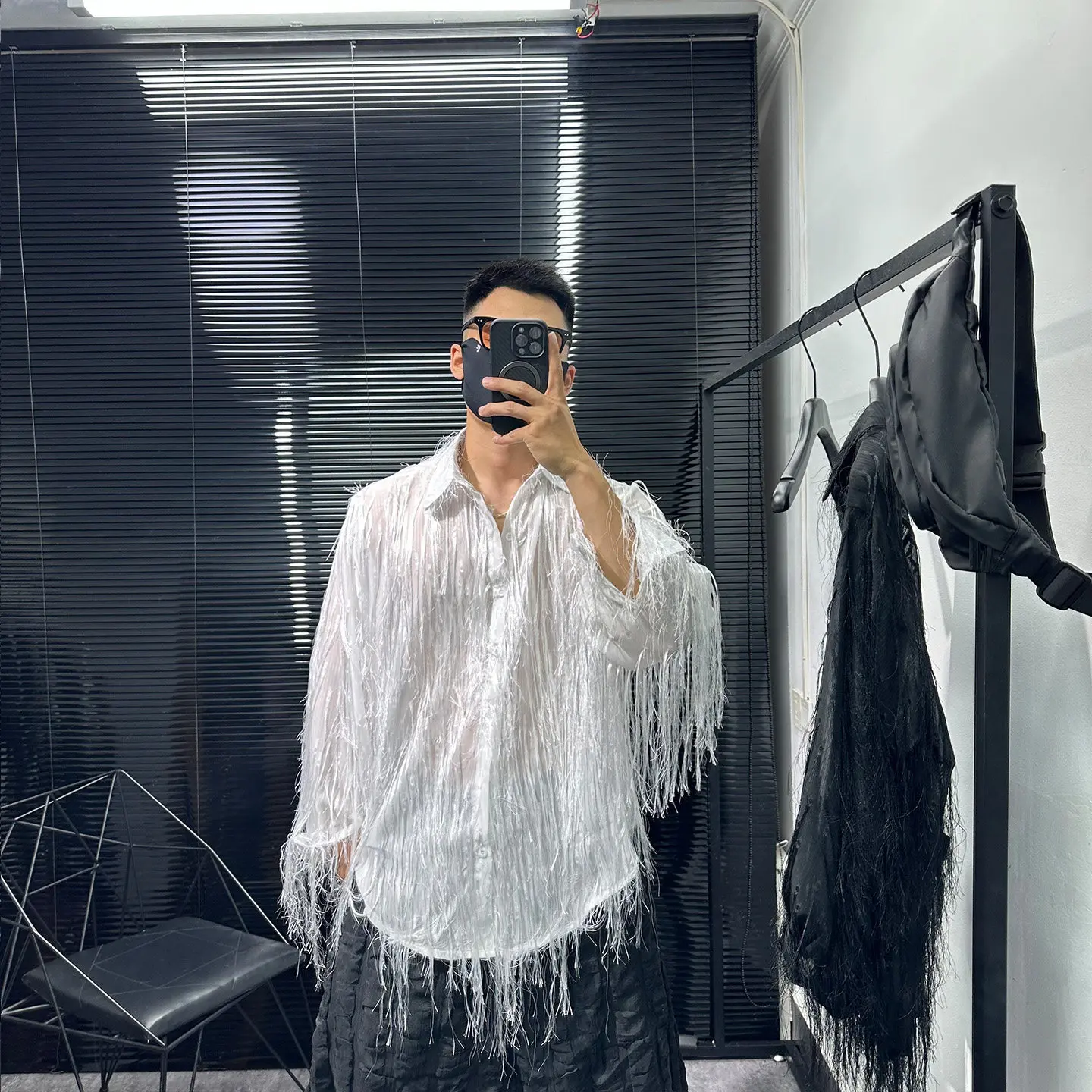 Dark High-Grade Tassel Design Long-Sleeved Shirt Men's Fashionable Loose Leisure All-Matching Coat Trendy