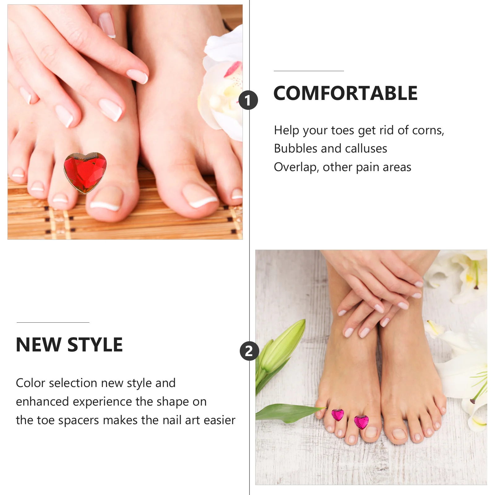 Séparateurs d'orteils en Silicone, outil de pédicure réutilisable pour Nail Art, entretoises d'orteils lavables, photographie écologique, 24 pièces