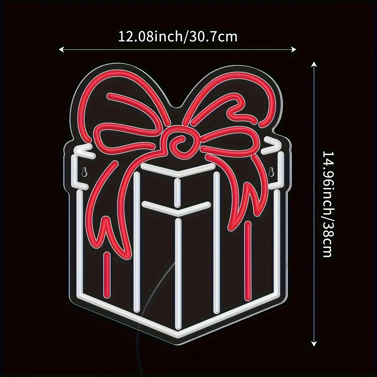 LED Neon Light Sign Christmas Gift Box Neon Sign for Party Bar Bedroom Restaurant Shop Wall Mount Decor Dimmable USB-Powered