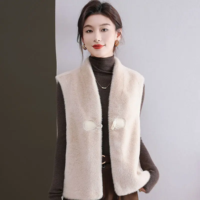 

New Imitation Mink Velvet Vest New Chinese Style Autumn and Winter All-match Fur Coat and Waistcoat