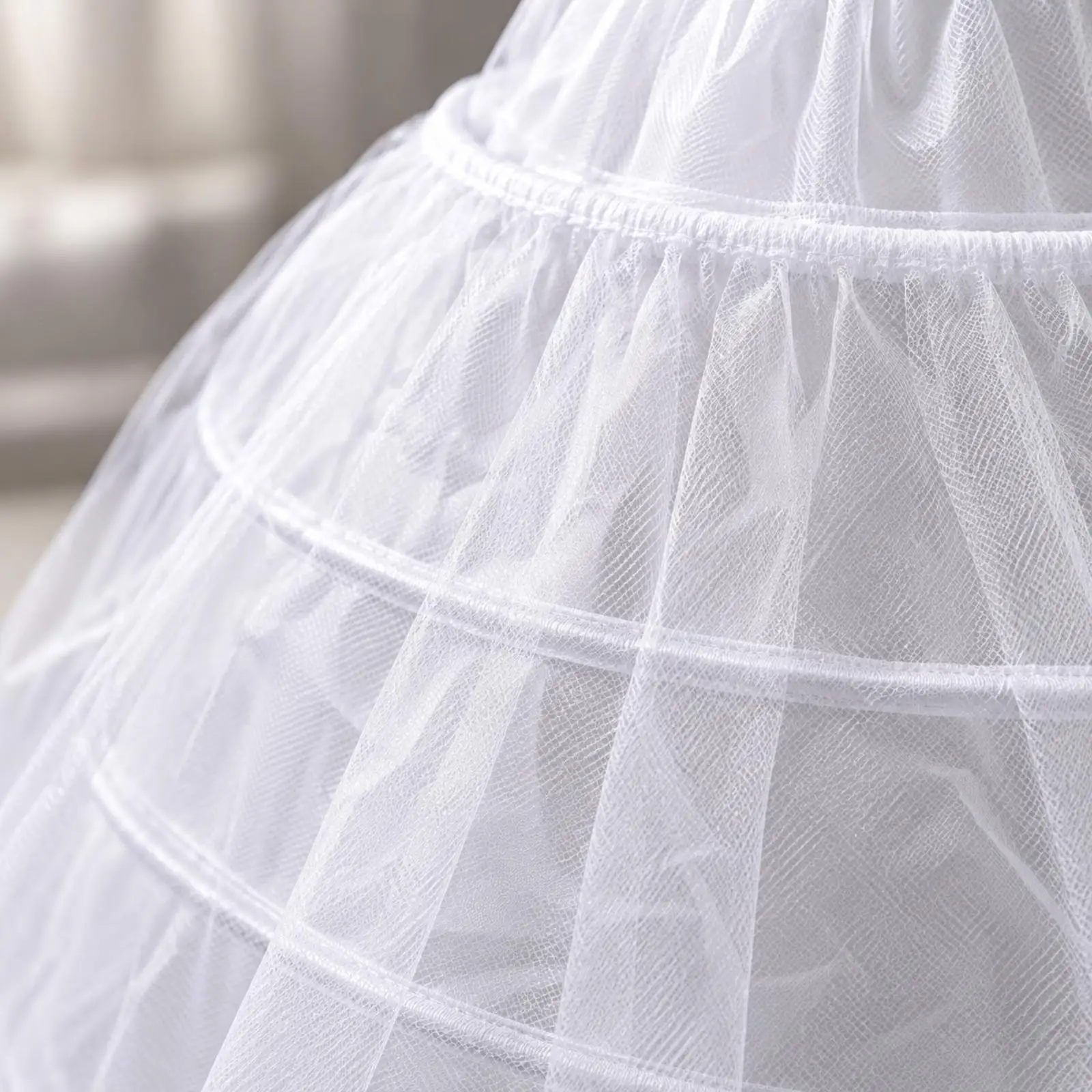 Formalwear Hoop Skirt Underskirt White for Bridal Gown Taffeta Mesh 6 Steel Hoop Support Drawstring Waist for Ceremony and Stage