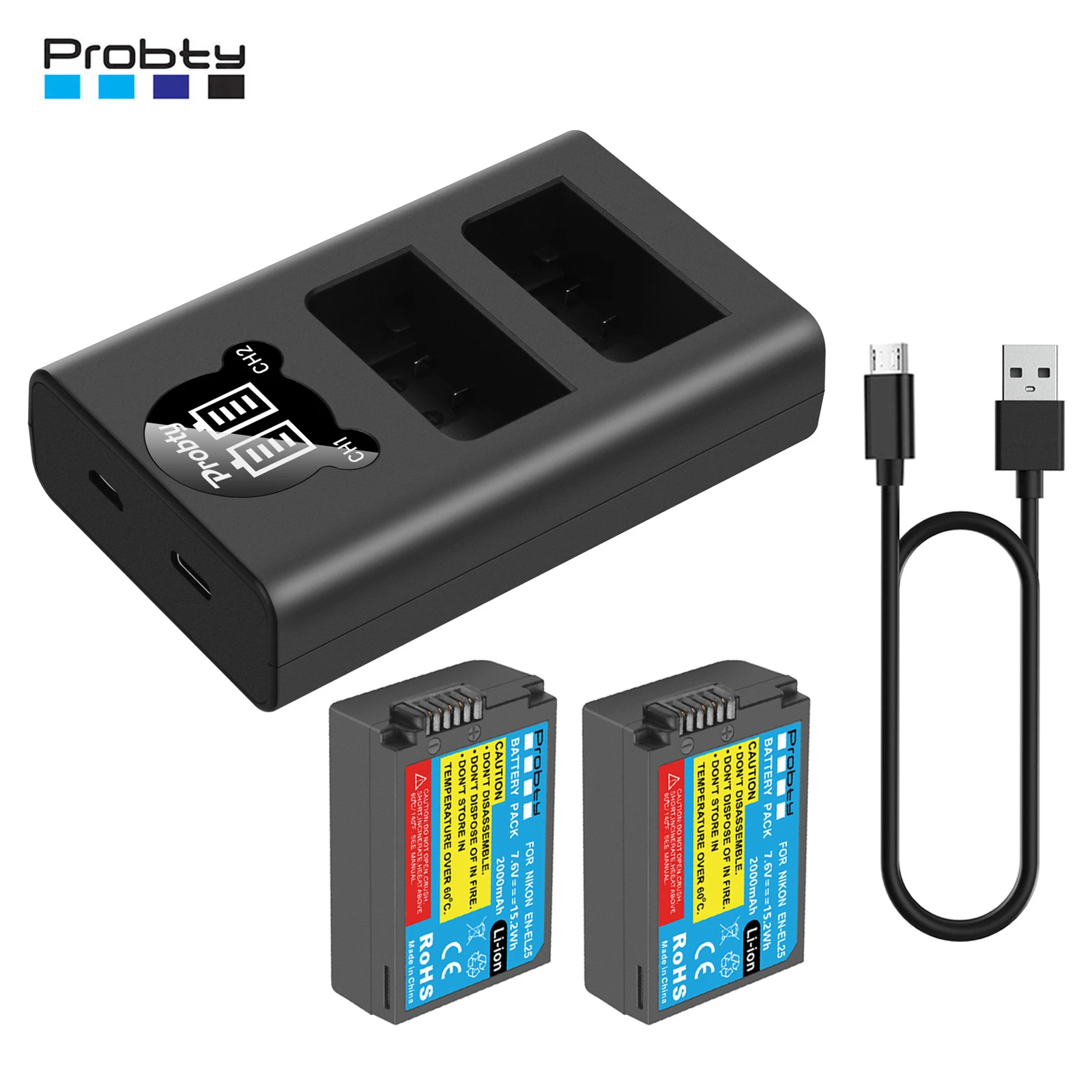 

2000mAh EN-EL25 Battery For Nikon Z30 Z50 ZFC MH-32 With LED Dual Channel Charger